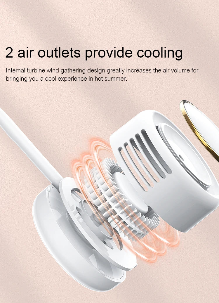 Kinscoter Mini Neck Fan Portable USB Rechargeable Mute Sports NeckFans for Outdoor Ventilador Portatil Abanicos Cooling