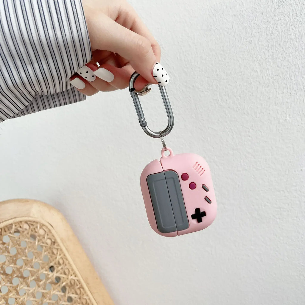 Fashion Retro Game Earphone Case for Airpods 1 2 Pro 3D Gameboy Silicone Headphone Cover For Airpods Pro2 Air pods 3 With Hook