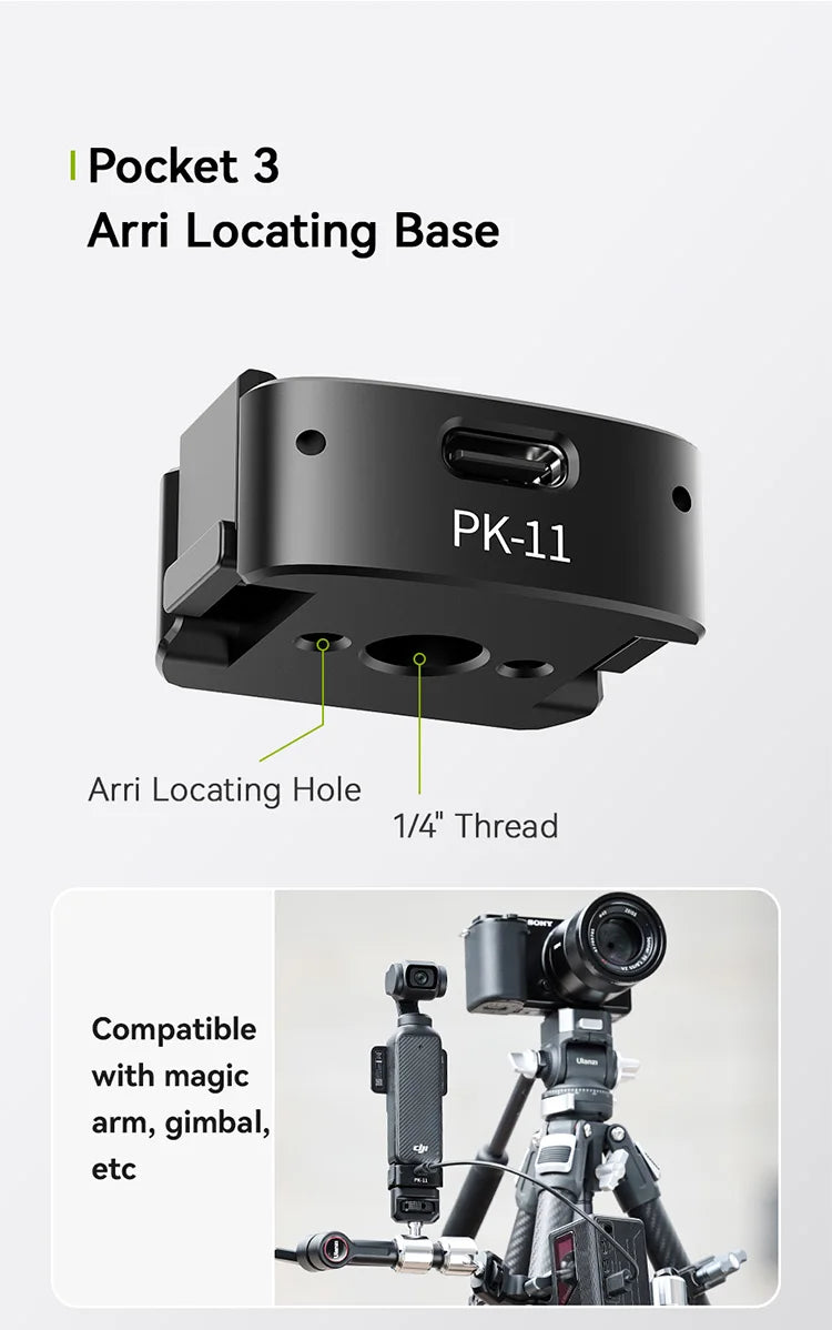 Ulanzi PK-08 PK-11 Mini Tripod Charging Base for DJI Osmo Pocket3  3 4 4P Type-C Port Kit Arri Locating Base Action Camera Tool