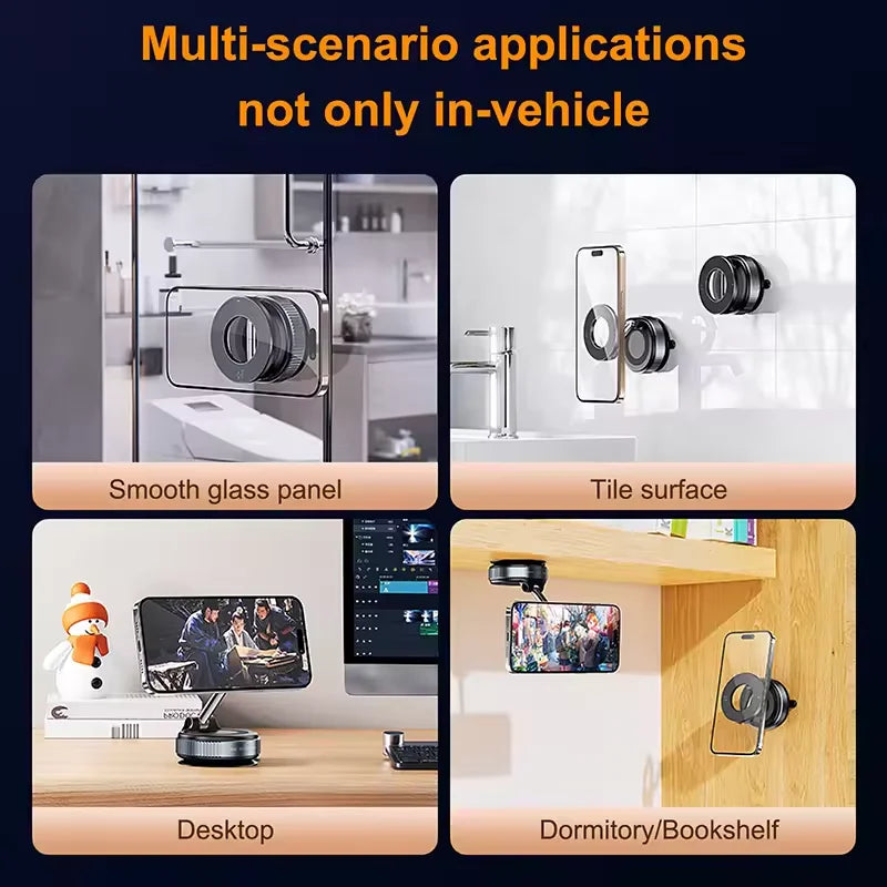 New Strong Magnetic Phone Holder Foldable Design 360° Adjustable Vacuum Car Mount For Cell Phone For Live Streaming 2026
