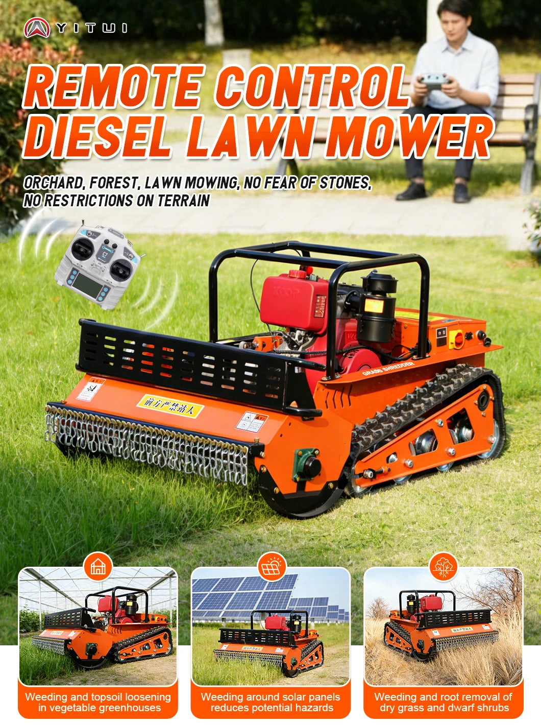 Customized Diesel Lawn Mower Long Life Low Fuel Consumption Strong Power Ce Epa Certified