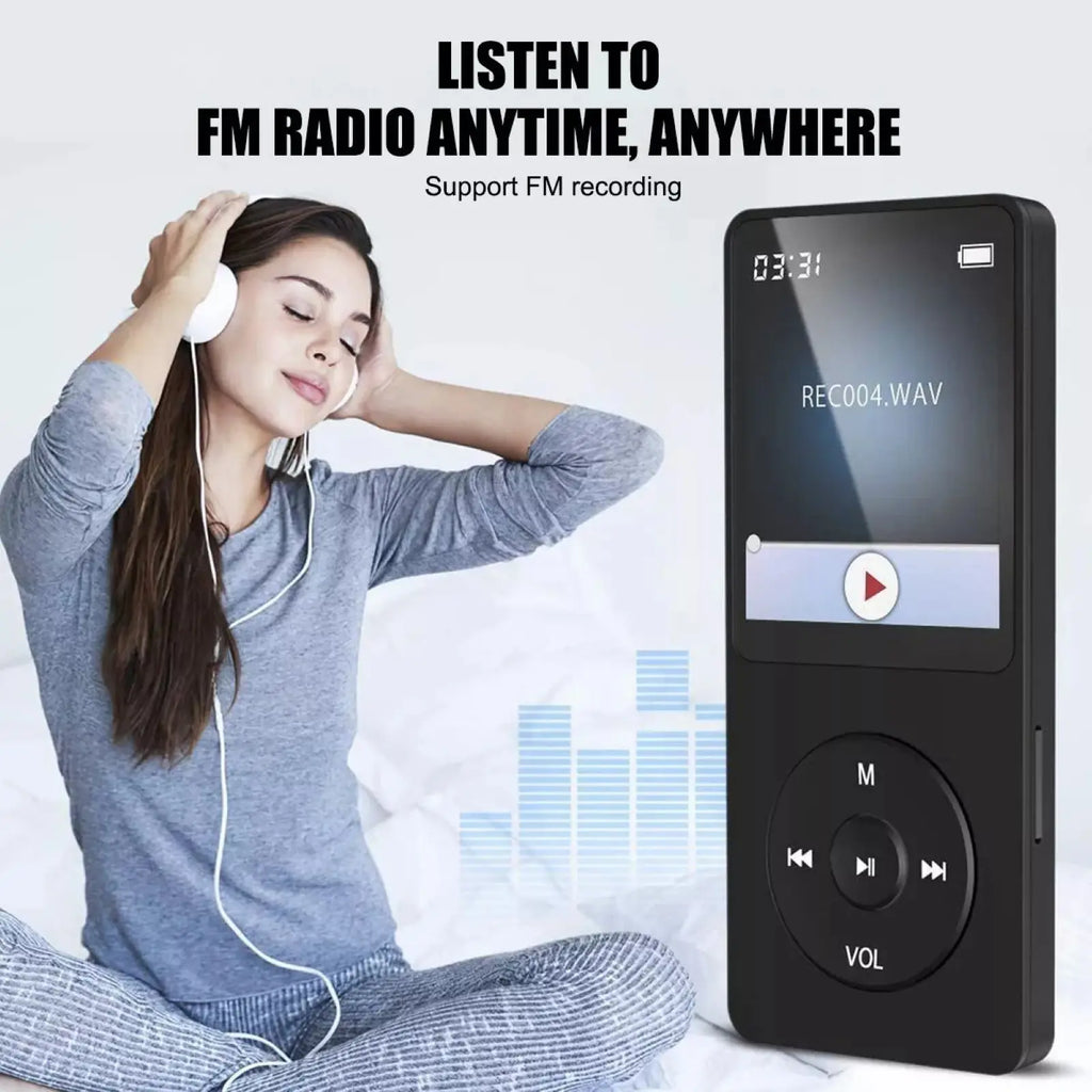 Wireless BT Bluetooth 5.0 MP4 MP3 Player Built-in Lithium Battery HiFi Lossless Sound HD Screen Display Voice Recorder