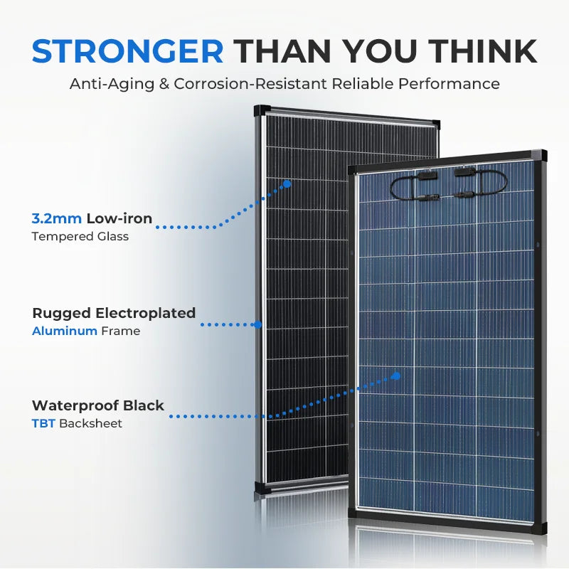 AeternaSol 400W/200W Watt 25% High-Efficiency PV Power for Home Rooftop 18B N-Type Solar Panel 12V Monocrystalline Solar Panel 18BB Cells High Efficiency Module RV Marine Boat Caravan Off Grid Monocrystalline Solar Panels Cha