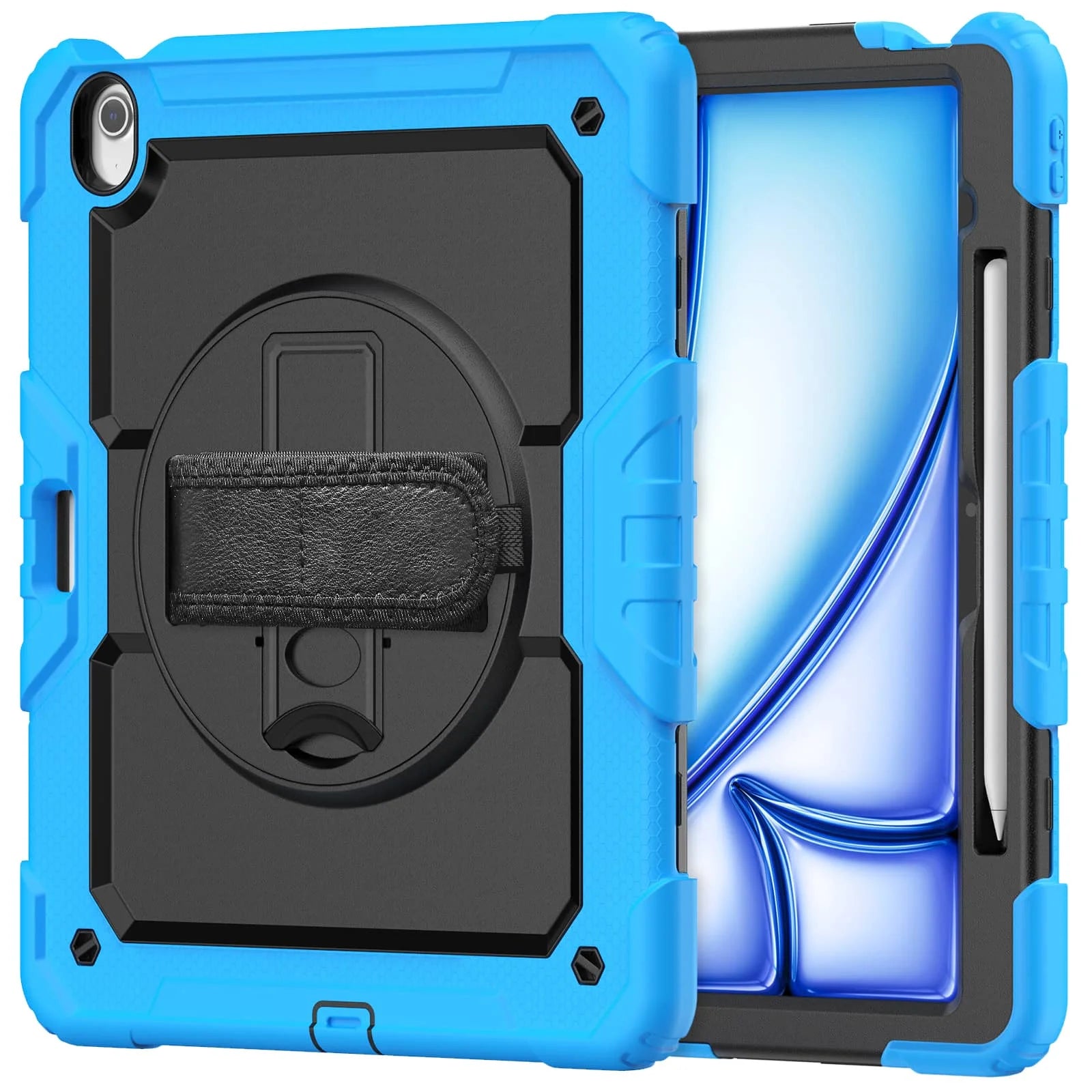 For iPad (A16) 11th Air 11 Air 13 M3  (2025) - Heavy Duty Protective Cover with Screen Protector, Shoulder Strap & Pencil Holder