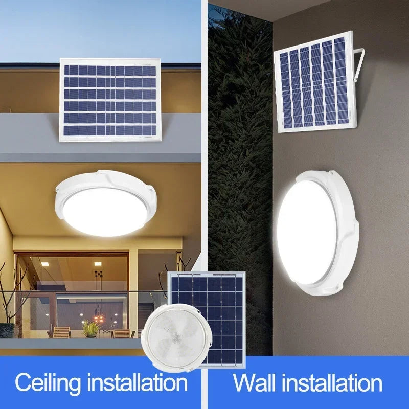 LED Solar Ceiling Light 3 Color Waterproof Solar Lamp With Remote Control Indoor Home Top Ceiling Lights Outdoor Garden Lighting