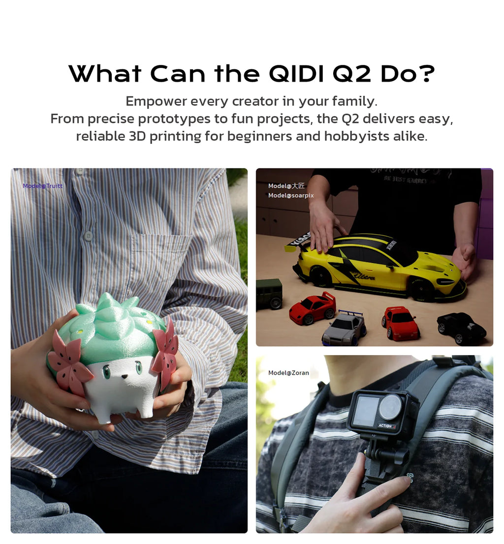 QIDI Q2 FDM 3D Printer Upgrade AI Camera Enclosed 65℃ Heated Chamber Ultra Air Filtration 600mm/s High Speed 3D Printing Machine