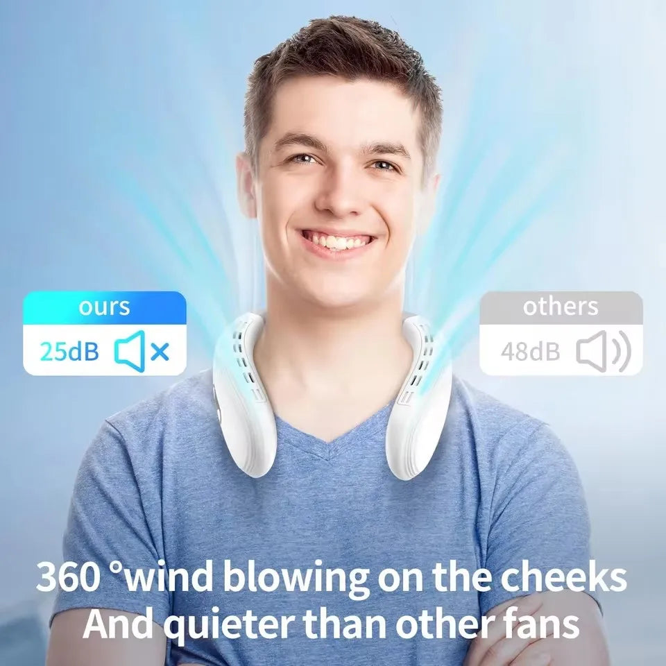 New Portable Neck Fan 5200mAh Neck Air Conditioner Rechargeable Semiconductor Cooling Fan Outdoor Personal Fan Wearable Cooler