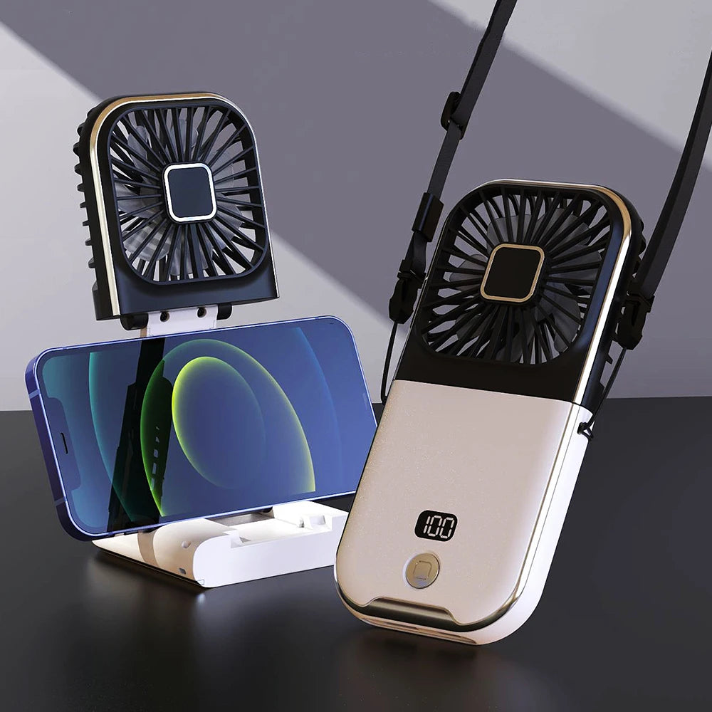 Foldable Hanging Neck Fan Cooling Desktop Refrigeration Handheld USB Mini Fan Camping Mute Ventilador Air Cooler for Sports