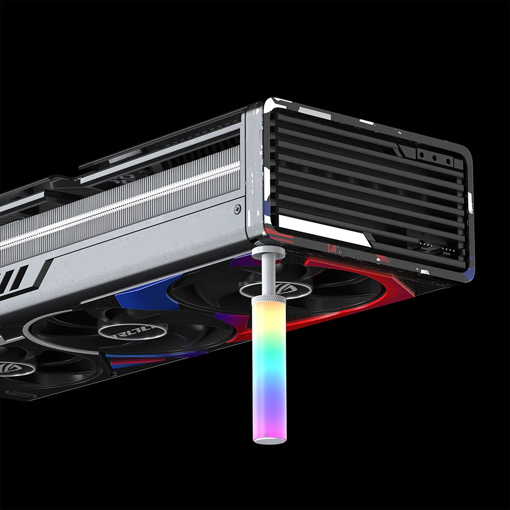 5V 3Pin ARGB Graphics Card Brace GPU Support Bracket Adjustable Telescopic Rotary Screw Aluminum Alloy for Vertical GPU Holder