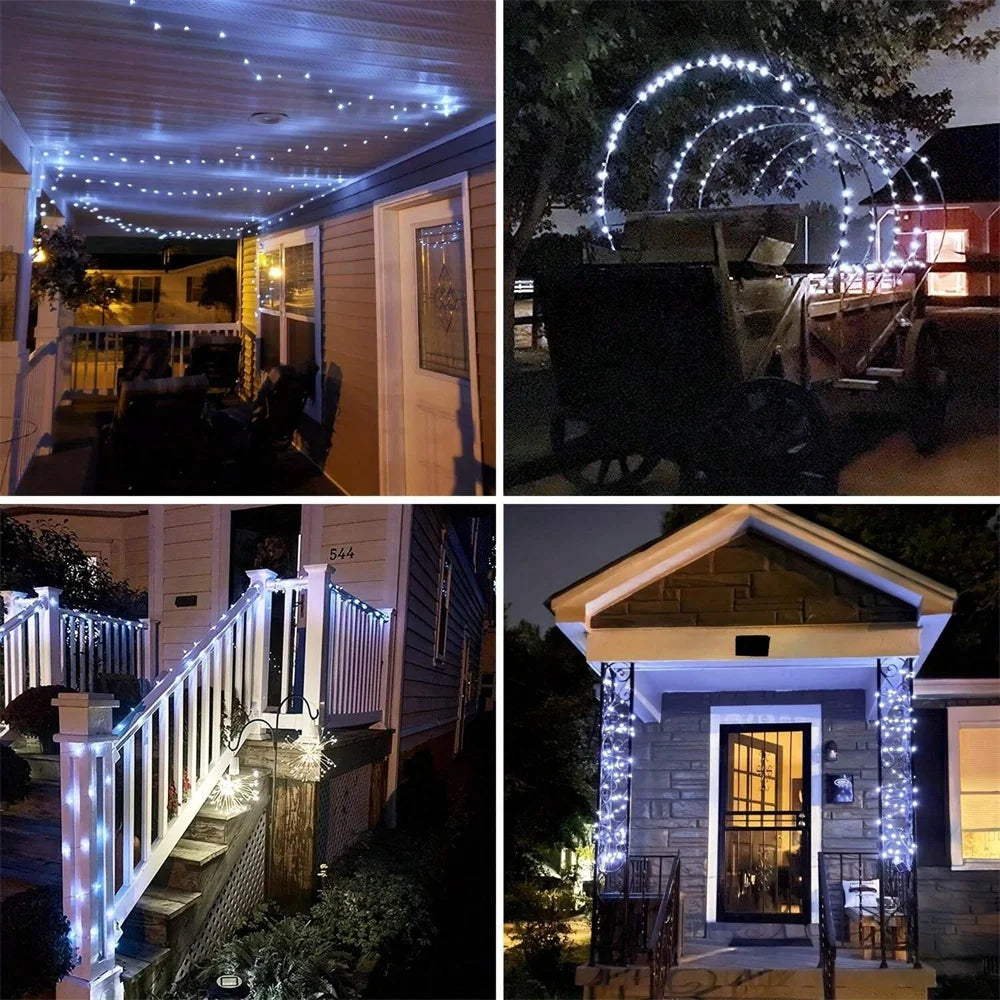 1PC 7M/12M/22M/32M Copper Wire Fairy Light String,Solar-powered,8 Lighting Modes,Used for Wedding,Indoor,Festival,Bedroom,Party