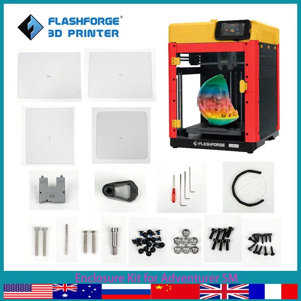 FLASHFORGE Enclosure Panel Kit for Adventurer 5M 3d Printer Parts Kit Make Printing More Quiet