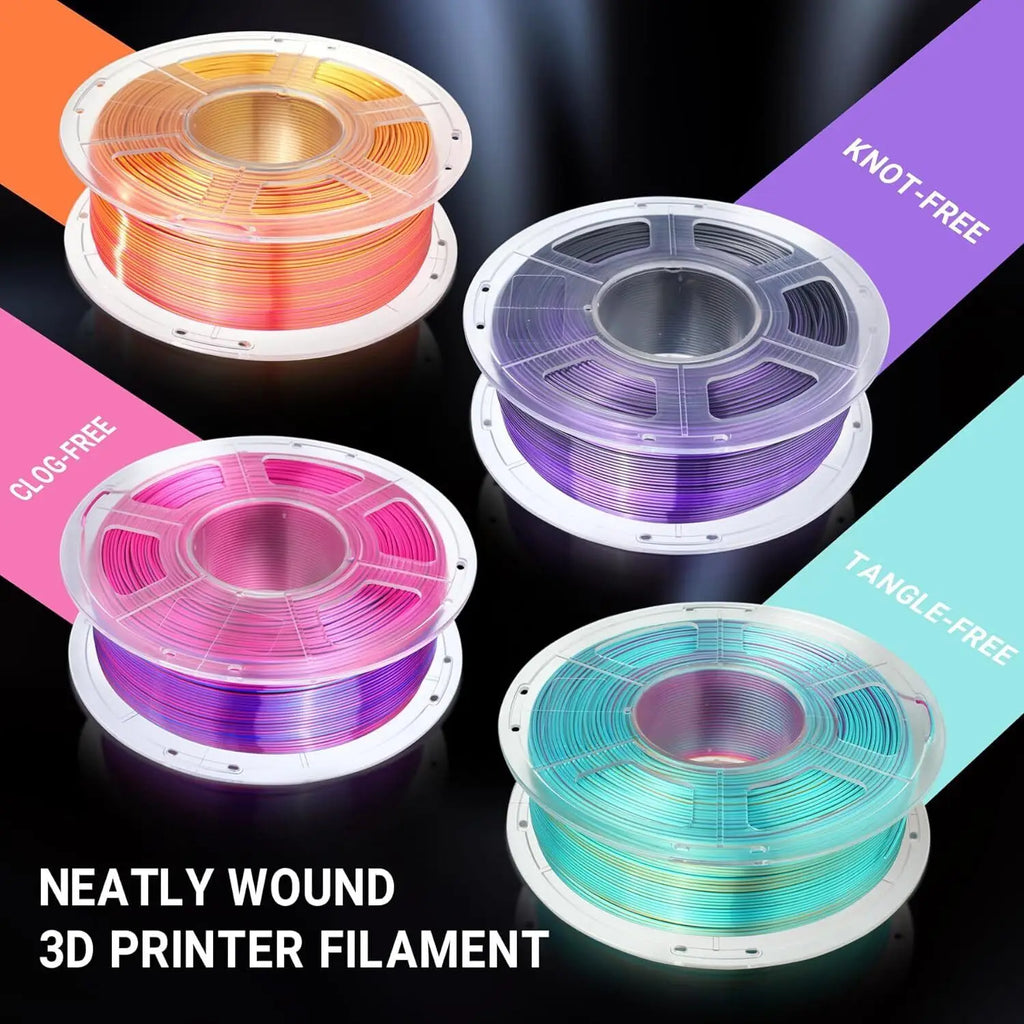 SUNLU SILK Dual &Triple Colors  3D Printer Filament 5KG 1kg/roll 1.75mm Dimensional Accuracy +/- 0.02 mm 2.2 LBS (1KG) Fast Ship