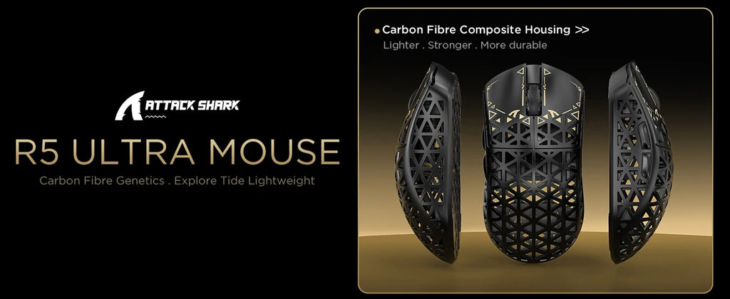 ATTACK SHARK R5 Ultra 8K Carbon Fiber Wireless Gaming Mouse with 42000 DPI-PAW3950 MAX Sensor -39g Ultra-Lightweight for Win/Mac