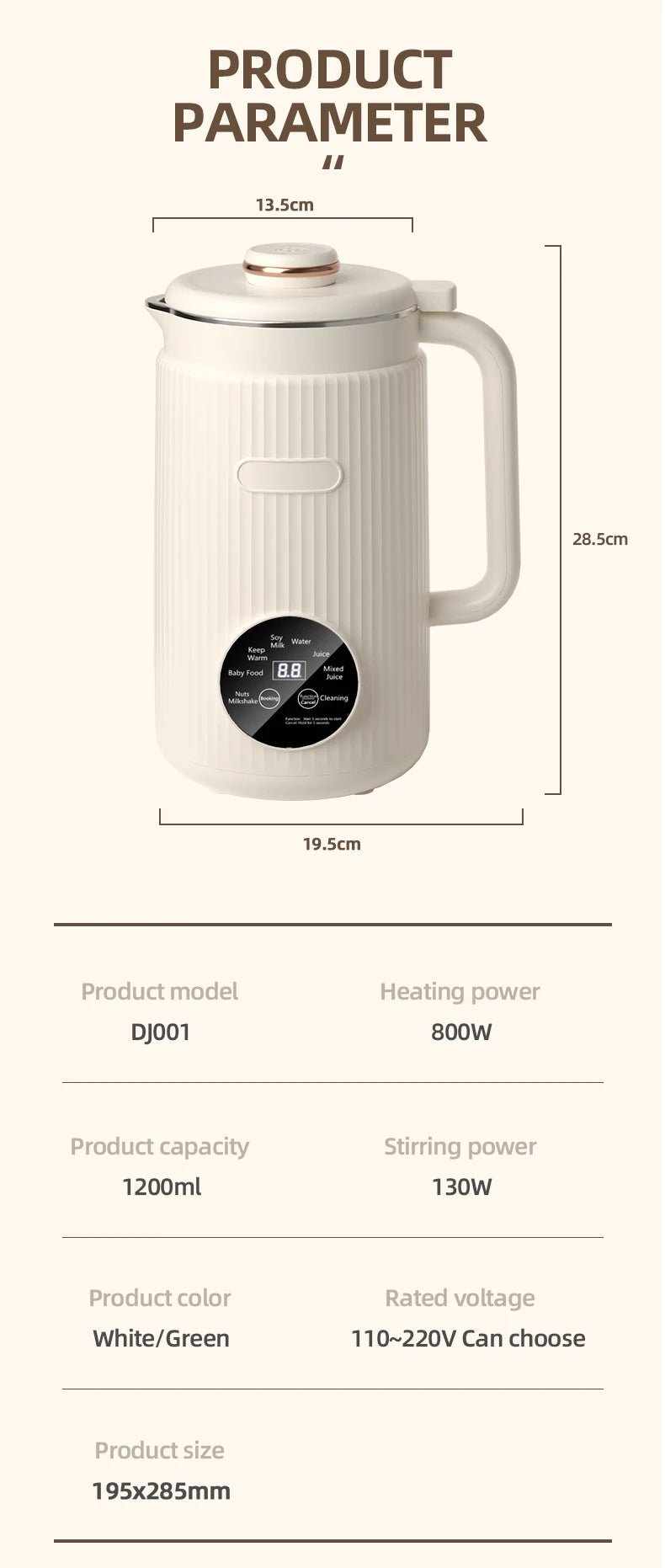 8-in-1 Multifunctional Automatic Nut Milk Machine&Coffee Maker, 40oz Auto Self-Cleaning Delay Start, Keep Warm Boil