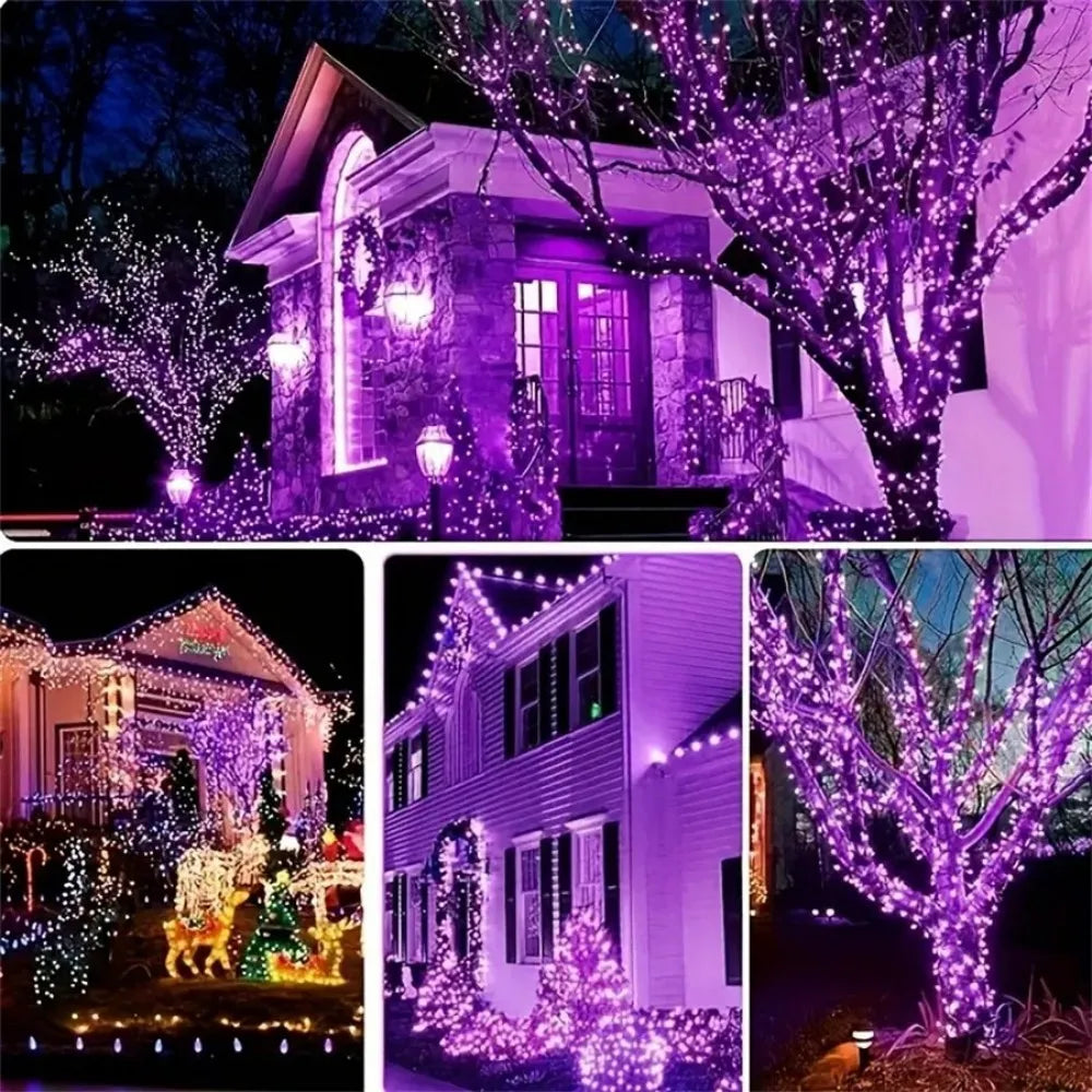 1PC 7M/12M/22M/32M Copper Wire Fairy Light String,Solar-powered,8 Lighting Modes,Used for Wedding,Indoor,Festival,Bedroom,Party