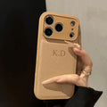 Custom Name Phone Case For iPhone 17 16 15 14 13 Pro Max Plus Air 3D Hot Stamping Faux Leather Cover Couple Gift