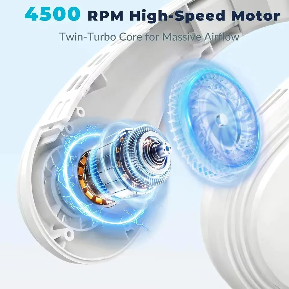 New Portable Neck Fan 5200mAh Neck Air Conditioner Rechargeable Semiconductor Cooling Fan Outdoor Personal Fan Wearable Cooler