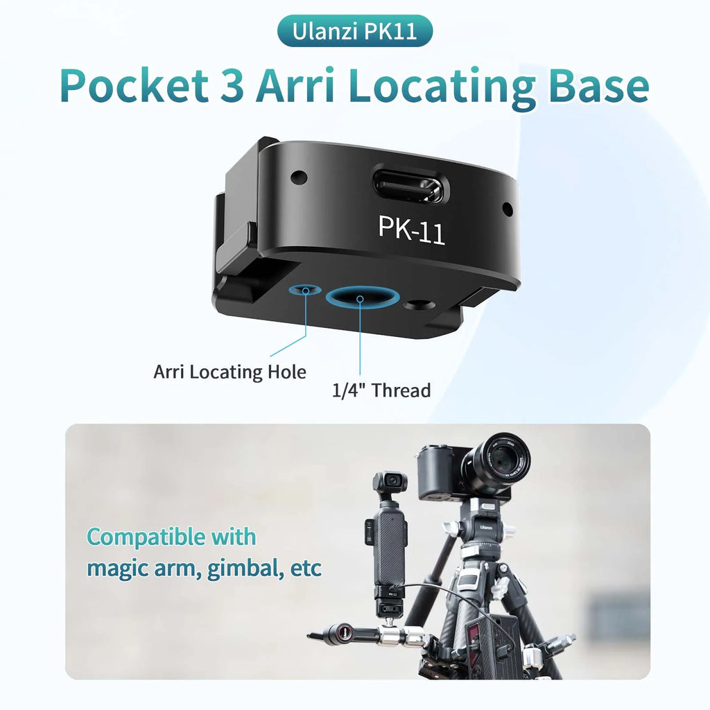 Ulanzi PK-08 PK-11 Mini Tripod Charging Base for DJI Osmo Pocket3  3 4 4P Type-C Port Kit Arri Locating Base Action Camera Tool