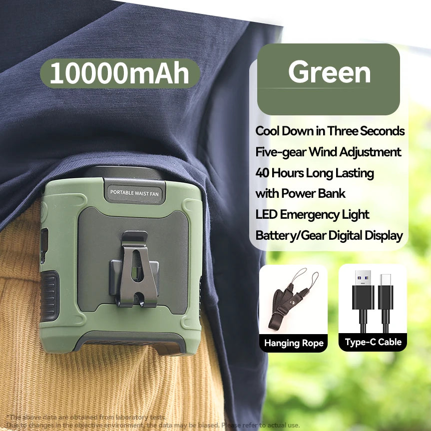 Portable Waist Fan Hanging Neck Fan 5 Speed Strong Wind with LED Lighting for Sports Courier Outdoor Working 10000/20000mAh