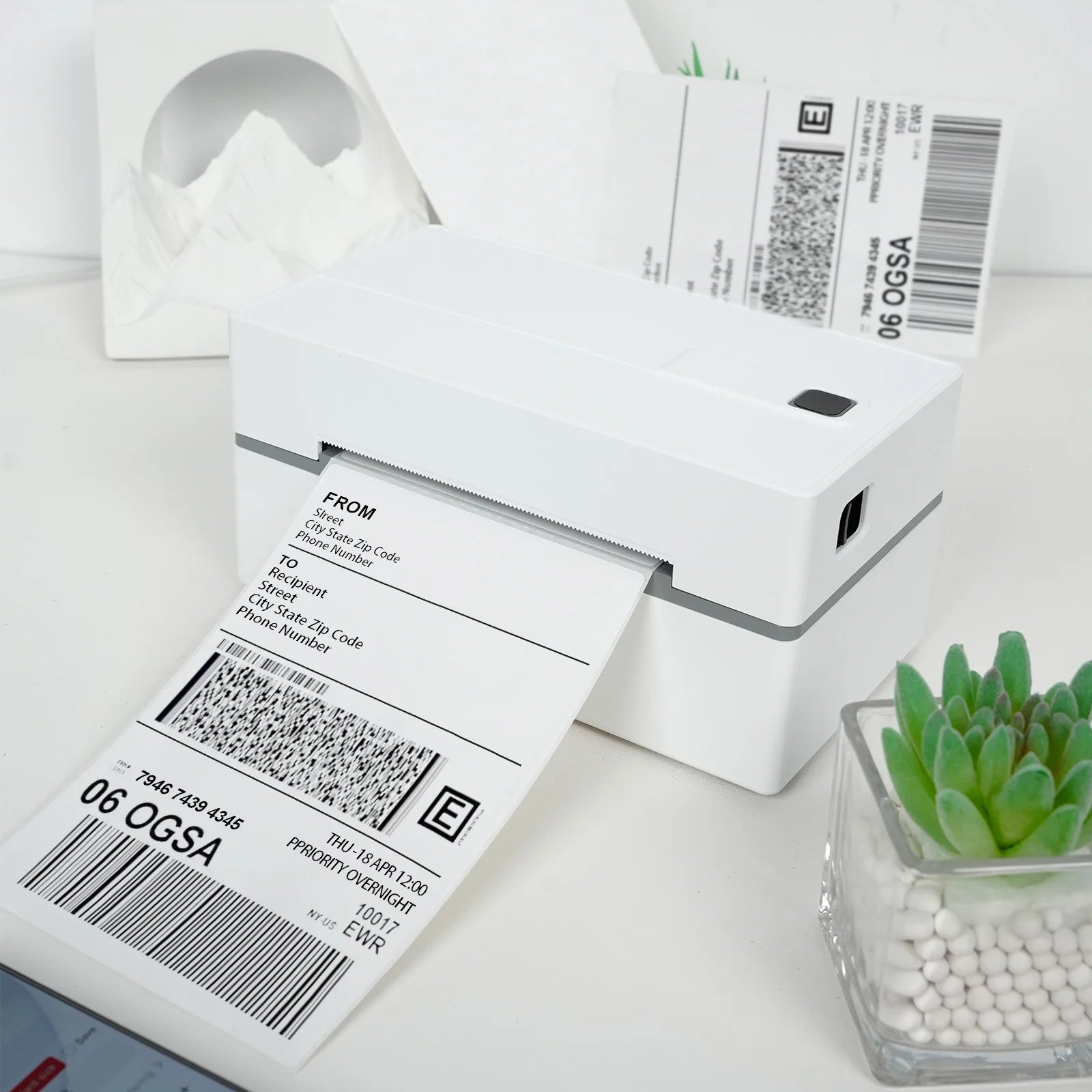 Thermal Label Printer Portable No Ink Required 203DPI 4x6 for Small Business Bluetooth USB High Speed Express Airway Bill