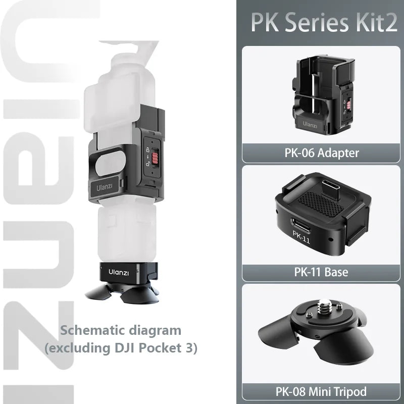 Ulanzi PK-08 PK-11 Mini Tripod Charging Base for DJI Osmo Pocket3  3 4 4P Type-C Port Kit Arri Locating Base Action Camera Tool