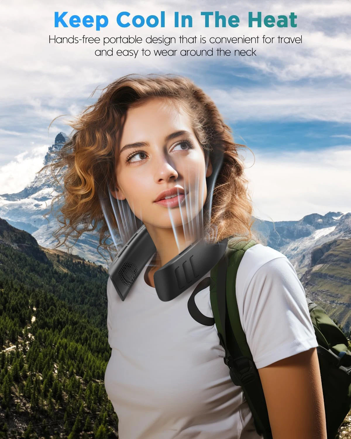 Hanging Neck Fan Portable Bladeless Air Cooler Outdoor Wearable Hands-Free Fan 6000mAh Rechargeable Neck Air Conditioner