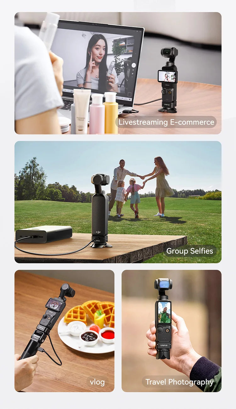 Ulanzi PK-08 PK-11 Mini Tripod Charging Base for DJI Osmo Pocket3  3 4 4P Type-C Port Kit Arri Locating Base Action Camera Tool