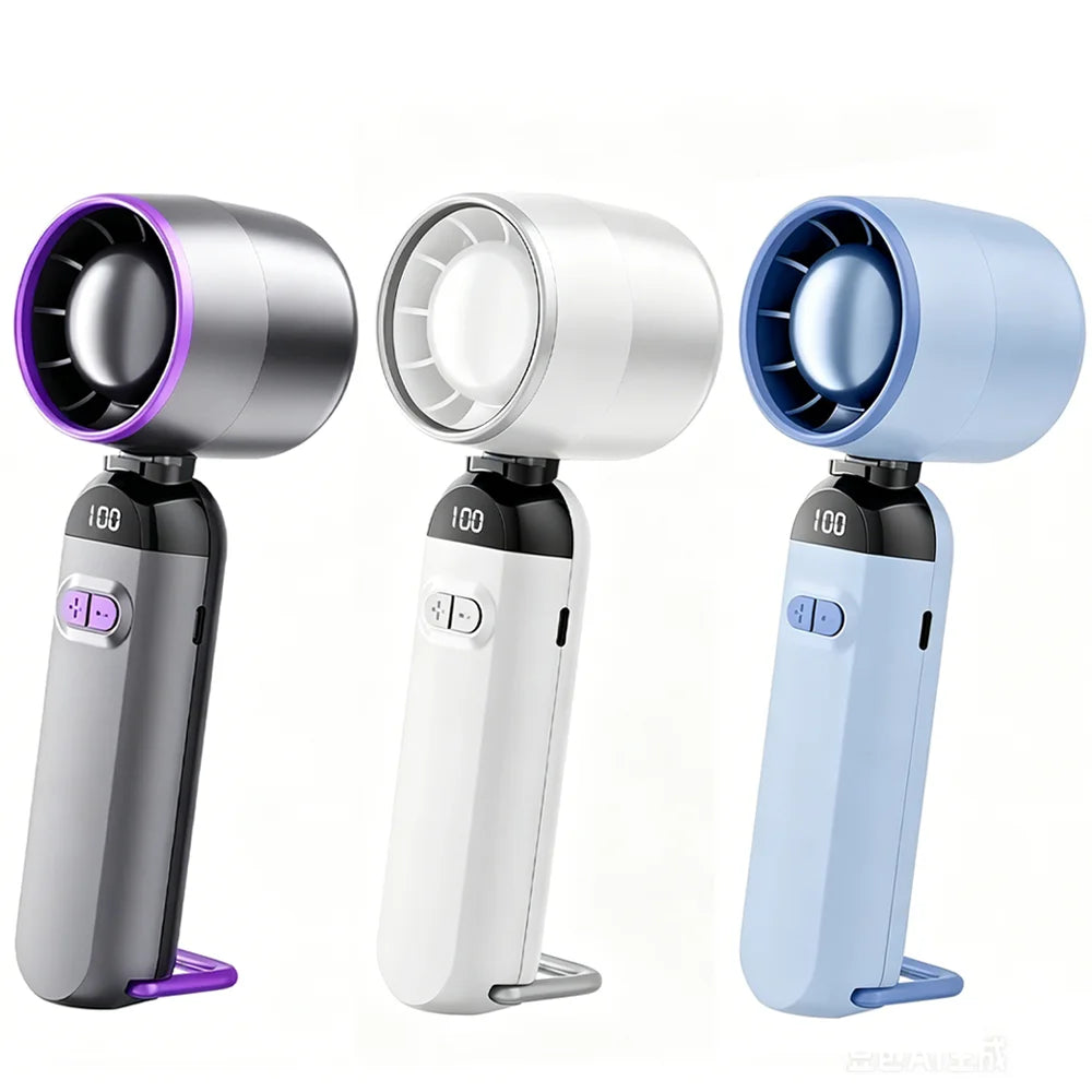 Portable Handheld Fan 3000mAh Foldable Neck Fan Personal Cooling 1-100 Speeds Turbo Airflow USB Rechargeable Mini Fan for Travel