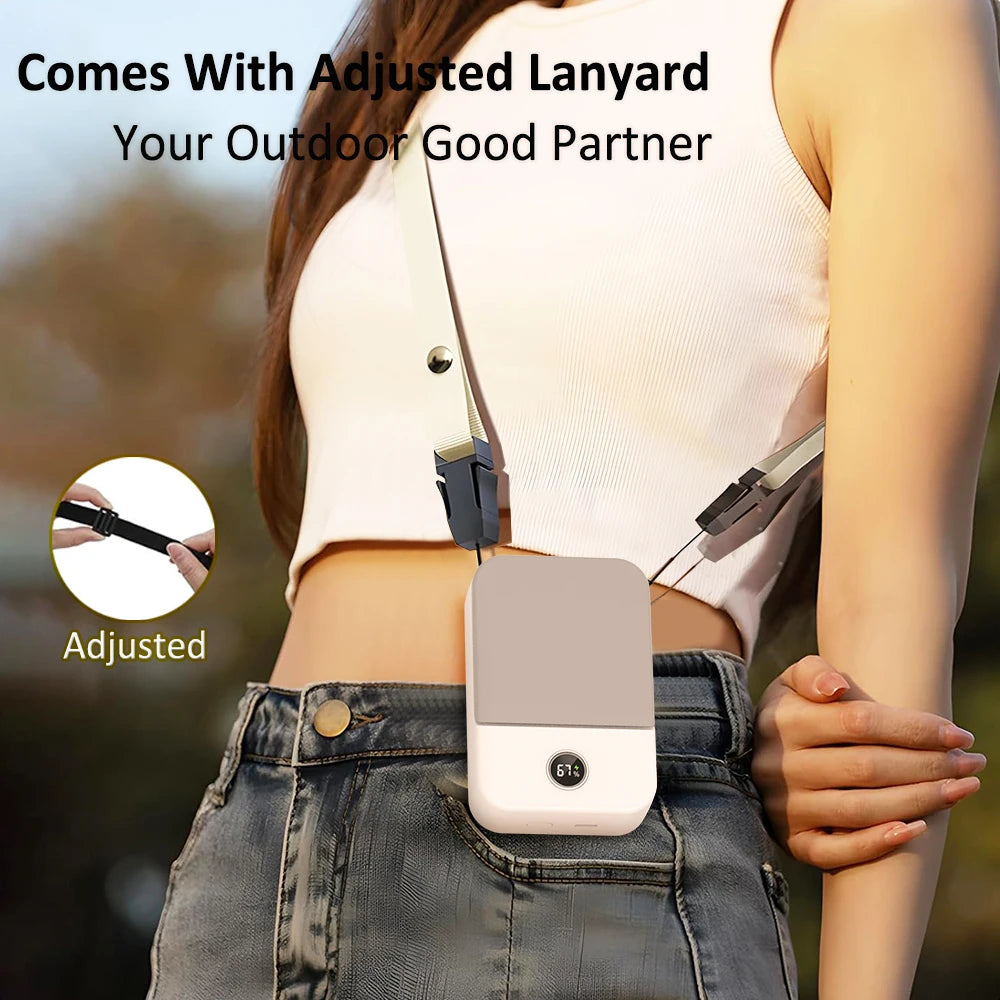 Portable Waist Fan Mini Waist Clip Fan Portable Hanging Neck Fan USB Rechargeable Wearable Waist Belt Fan for Outdoor Camping