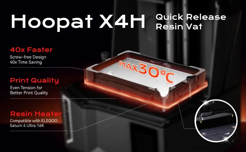 Chitu Systems Hoopat X3/X4/X5 Quick Release Resin Vat for Saturn 3 /3 ultra 4 /4 ultra Anycubic M5s for 3D Printer  Accessories