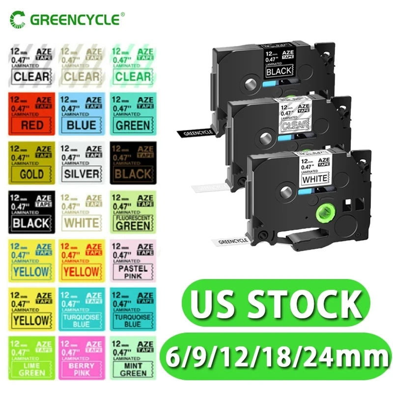 6mm/9mm/12mm 231 Label Tape Compatible for Brother P-Touch Label Printer TZ TZE 131 231 251 631 335 Ribbon U.S. Local Shipping