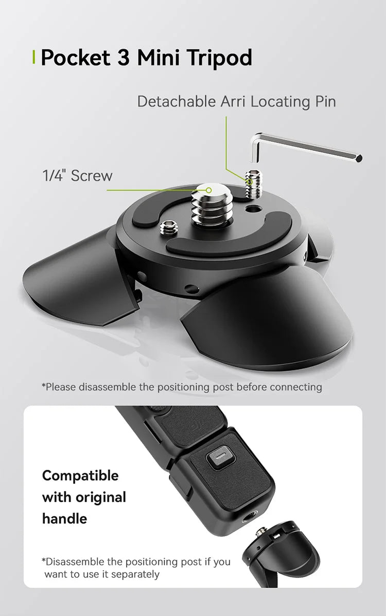 Ulanzi PK-08 PK-11 Mini Tripod Charging Base for DJI Osmo Pocket3  3 4 4P Type-C Port Kit Arri Locating Base Action Camera Tool