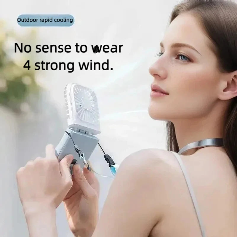 Foldable Hanging Neck Fan Cooling Desktop Refrigeration Handheld USB Mini Fan Camping Mute Ventilador Air Cooler for Sports