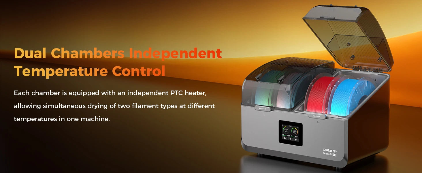 Creality Filament Dryer 4 Spools Space Pi X4 Filament Storage Box 85℃ Max Temperature Dual Independent Heating Chambers