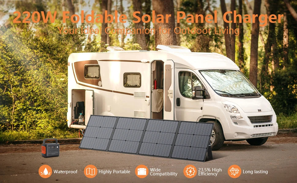 MHPOWOS 400W 220W 110W Lightweight Portable Solar Panel, Foldable Solar Panel for Outdoor Activities, IP67 Waterproof for RV
