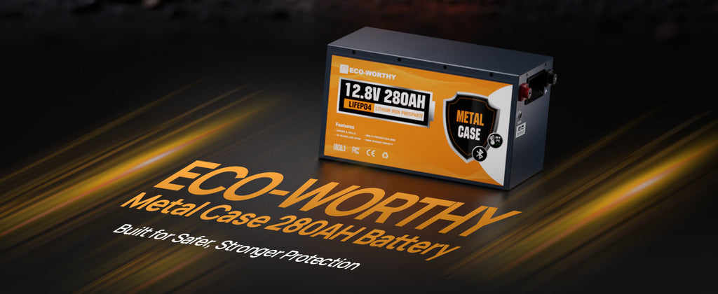ECO-WORTHY 3584Wh 12V 280Ah LiFePO4 RV Battery w/Bluetooth & Low Temp Cutoff - Built-in 200A BMS - Deep Cycle for Camper, Traile