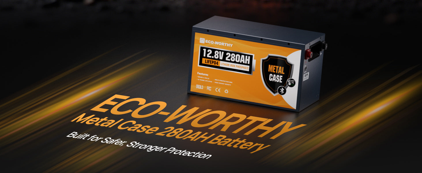 ECO-WORTHY 3584Wh 12V 280Ah LiFePO4 RV Battery w/Bluetooth & Low Temp Cutoff - Built-in 200A BMS - Deep Cycle for Camper, Traile