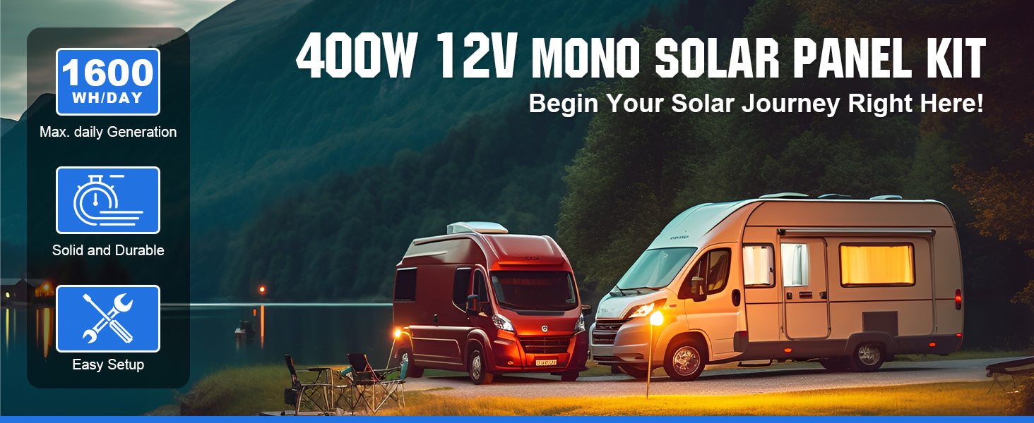 ECO-WORTHY 400 Watt 12 Volt Premium Solar Panel Kit 400W 12V Solar Power Off Grid System for Home, RV, Boat